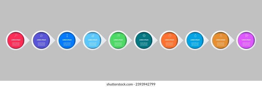 Vector Infographic design business template with icons and 10 options or steps. square design or diagram