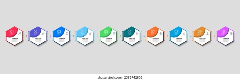 Vector Infographic design business template with icons and 10 options or steps. square design or diagram