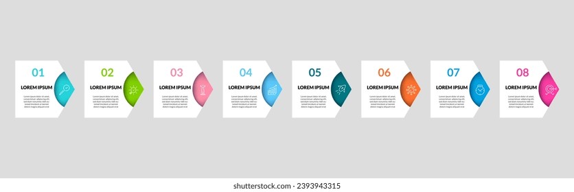 Plantilla de negocio de diseño de infografía vectorial con iconos y 8 opciones o pasos. diseño cuadrado o diagrama