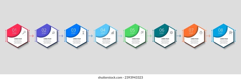 Plantilla de negocio de diseño de infografía vectorial con iconos y 8 opciones o pasos. diseño cuadrado o diagrama