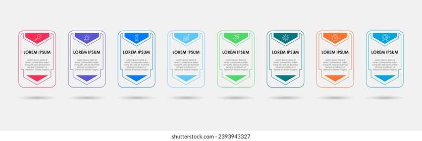 Plantilla de negocio de diseño de infografía vectorial con iconos y 8 opciones o pasos. diseño cuadrado o diagrama