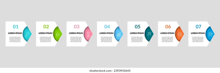 Plantilla de negocio de diseño de infografía vectorial con iconos y 7 opciones o pasos. Se puede utilizar para el diagrama de procesos