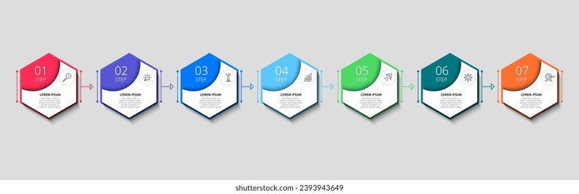 Vector Infographic design business template with icons and 7 options or steps. square design or diagram