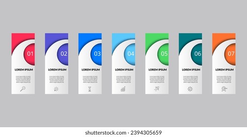 Vector Infographic design business template with icons and 7 options or steps. square design or diagram