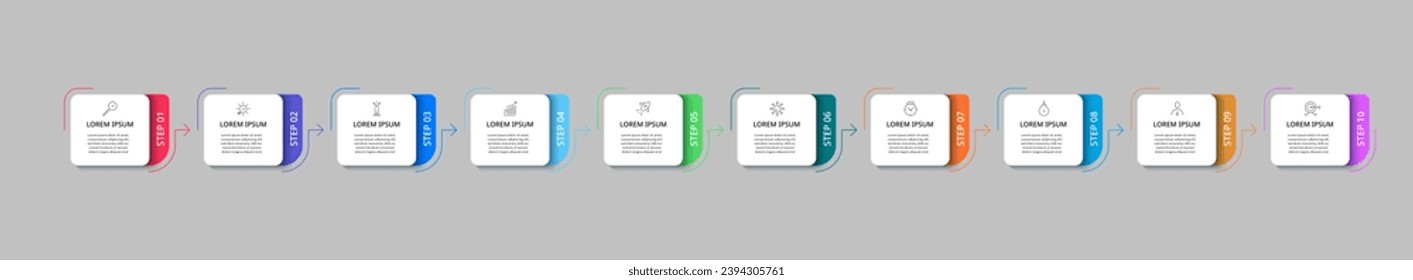 Vector Infographic design business template with icons and 10 options or steps. square design or diagram