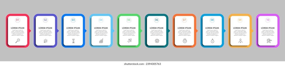 Vector Infographic design business template with icons and 10 options or steps. square design or diagram