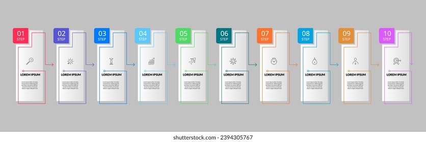 Vector Infographic design business template with icons and 10 options or steps. square design or diagram