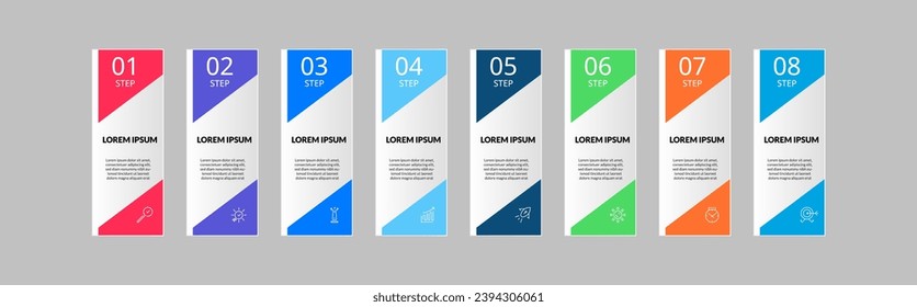 Plantilla de negocio de diseño de infografía vectorial con iconos y 8 opciones o pasos. diseño cuadrado o diagrama