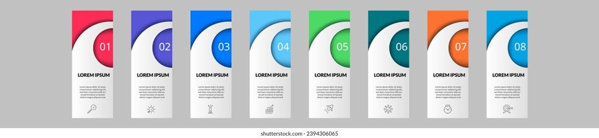 Plantilla de negocio de diseño de infografía vectorial con iconos y 8 opciones o pasos. diseño cuadrado o diagrama