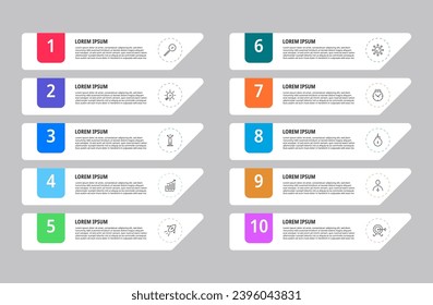 Vector Infographic design business template with icons and 10 options or steps. square design or diagram