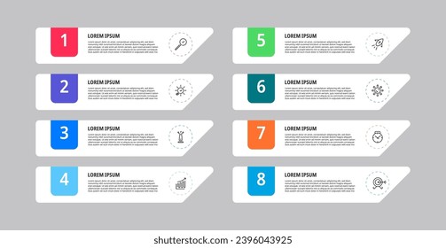 Vector Infographic design business template with icons and 8 options or steps. square design or diagram