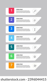 Vector Infographic design business template with icons and 7 options or steps. square design or diagram