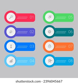 Vector Infografik Design Business Template mit Symbolen und 8 Optionen oder Schritten. quadratisches Design oder Diagramm