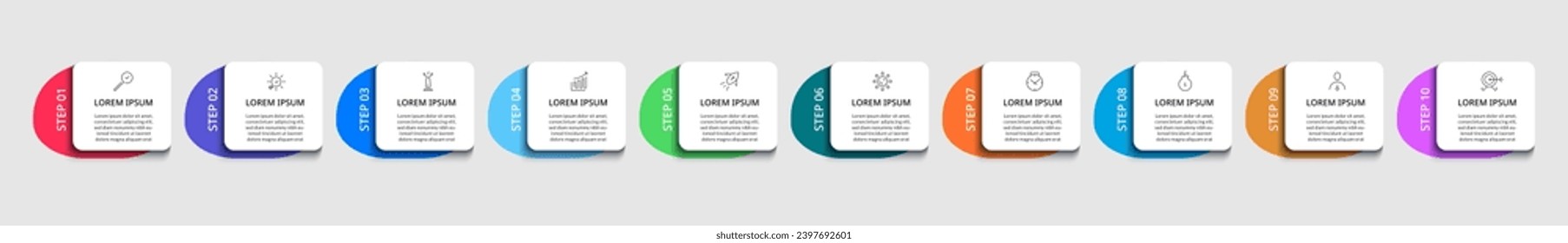 Vector Infografik Design Business Template mit Symbolen und 10 Optionen oder Schritten. quadratisches Design oder Diagramm