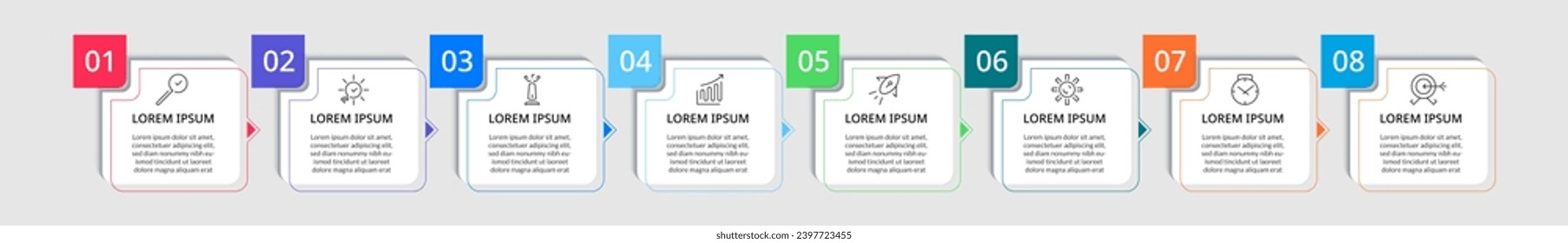Vector Infographic design business template with icons and 8 options or steps. square design or diagram
