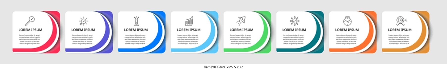 Plantilla de negocio de diseño de infografía vectorial con iconos y 8 opciones o pasos. diseño cuadrado o diagrama