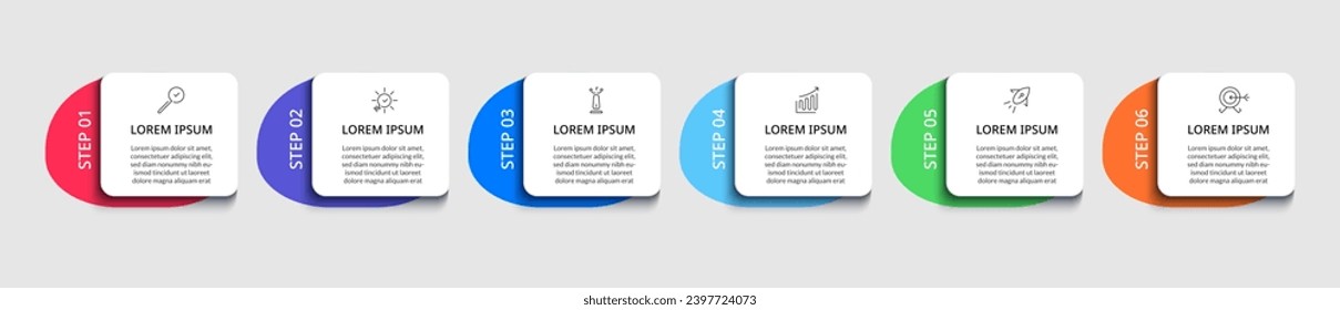 Vector Infographic design business template with icons and 6 options or steps. square design or diagram
