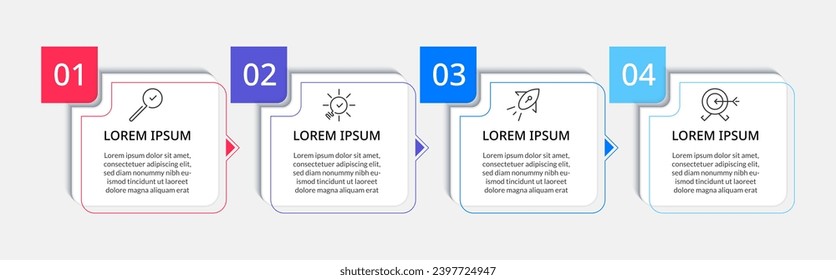 Plantilla de negocio de diseño de infografía vectorial con iconos y 4 opciones o pasos. diseño cuadrado o diagrama