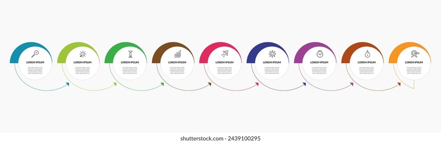 Plantilla de negocios de diseño de infografía vectorial con iconos y 9 opciones o pasos. diseño cuadrado o diagrama