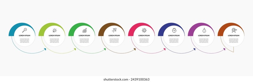 Plantilla de negocios de diseño de infografía vectorial con iconos y 8 opciones o pasos. diseño cuadrado o diagrama