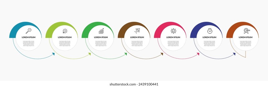 Vector Infographic design business template with icons and 7 options or steps. square design or diagram