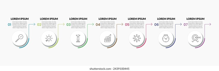 Vector Infographic design business template with icons and 7 options or steps. square design or diagram