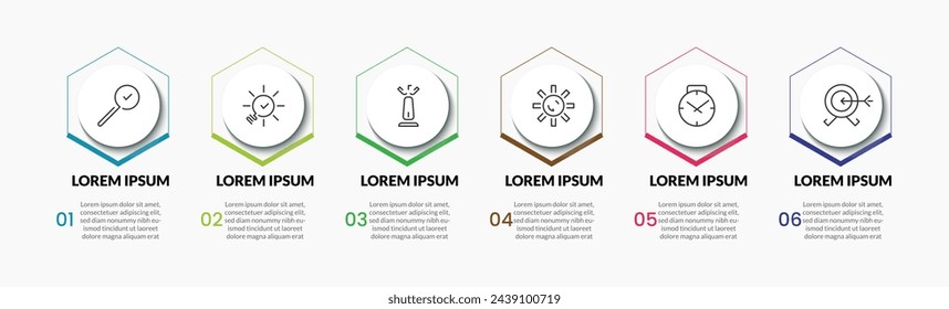 Vector Infographic design business template with icons and 6 options or steps. square design or diagram