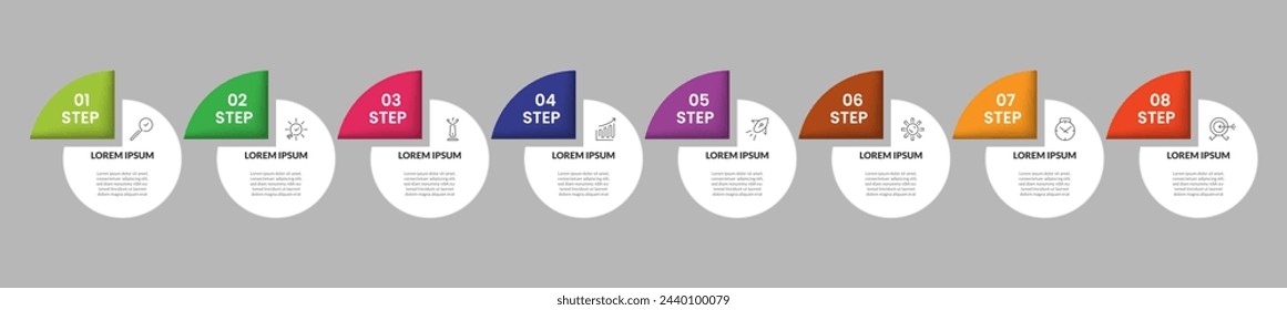 Vector Infographic design business template with icons and 8 options or steps. square design or diagram