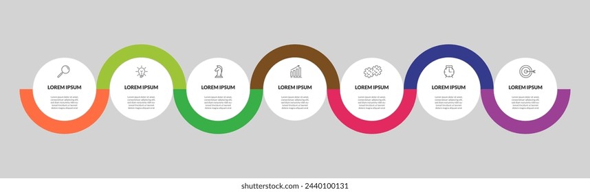 Vector Infographic design business template with icons and 7 options or steps. square design or diagram