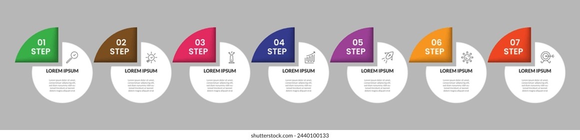 Vector Infographic design business template with icons and 7 options or steps. square design or diagram