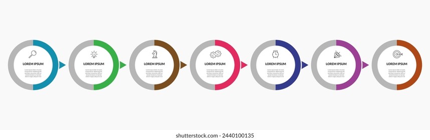 Vector Infographic design business template with icons and 7 options or steps. square design or diagram