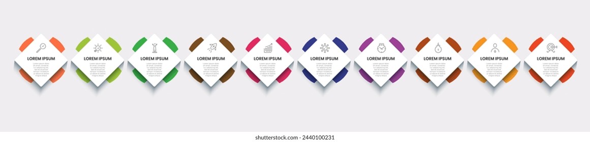 Vector Infographic design business template with icons and 10 options or steps. square design or diagram