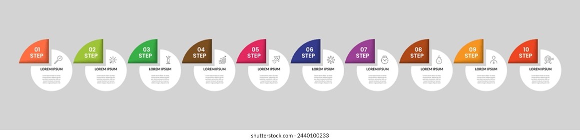 Vector Infographic design business template with icons and 10 options or steps. square design or diagram