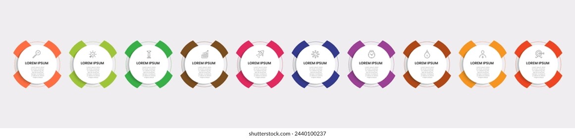 Vector Infographic design business template with icons and 10 options or steps. square design or diagram