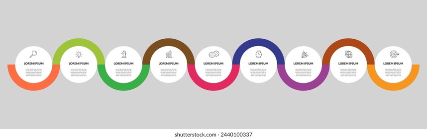 Vector Infographic design business template with icons and 9 options or steps. square design or diagram