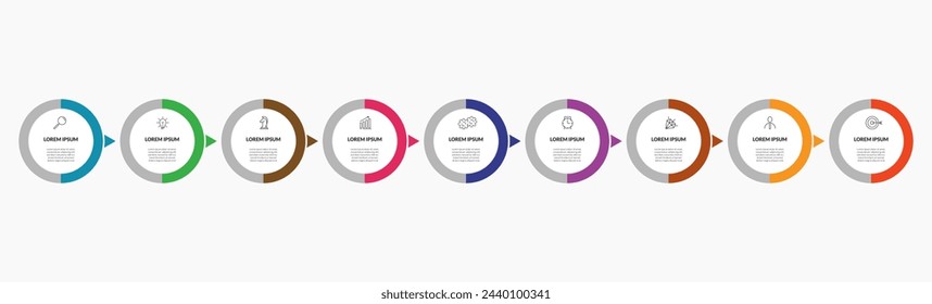 Plantilla de negocios de diseño de infografía vectorial con iconos y 9 opciones o pasos. diseño cuadrado o diagrama