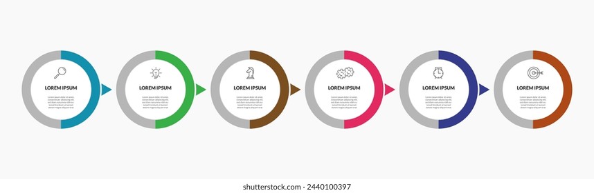 Vector Infographic design business template with icons and 6 options or steps. square design or diagram