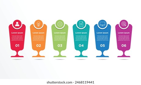 Vector Infographic design business template with icons and 6 options or steps. Can be used for process diagram, presentations, workflow layout, banner, flow chart, info graph