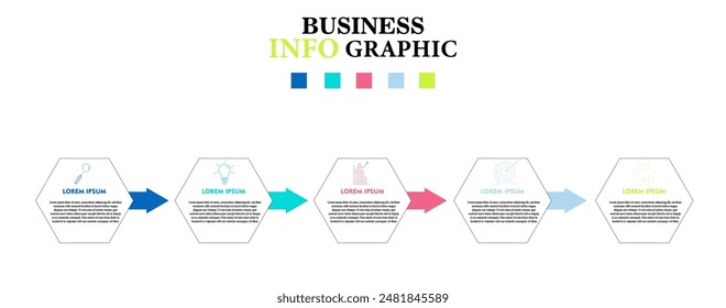 Vector Plantilla de negocios de diseño infográfico con íconos y 5 opciones o pasos.