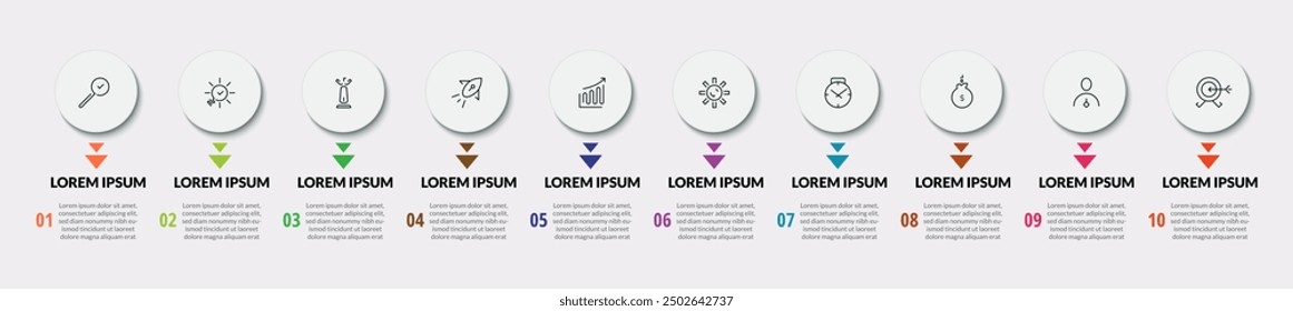 Vektor Infografik Design Business-Vorlage mit Symbolen und 10 Optionen oder Schritte. quadratisches Design oder Diagramm