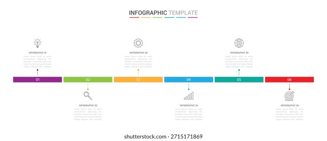 Vector Plantilla de negocios de diseño infográfico con iconos y 6 opciones o pasos. Puede ser utilizado para el diagrama de proceso, presentaciones, diseño de flujo de trabajo, Anuncio, diagrama de flujo, gráfico de información