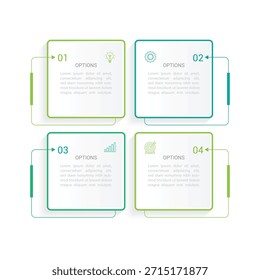 Vector Plantilla de negocios de diseño infográfico con iconos y 4 opciones o pasos. Puede ser utilizado para el diagrama de proceso, presentaciones, diseño de flujo de trabajo, Anuncio, diagrama de flujo, gráfico de información