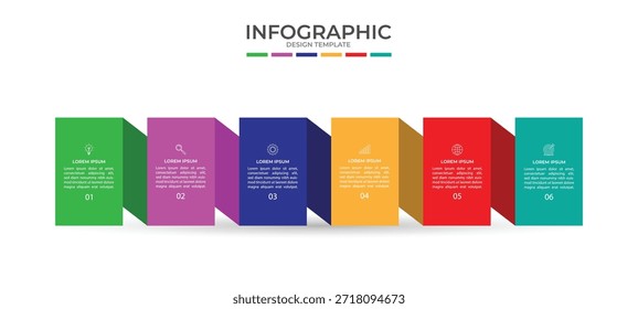 Vector Plantilla de negocios de diseño infográfico con iconos y 6 opciones o pasos. Puede ser utilizado para el diagrama de proceso, presentaciones, diseño de flujo de trabajo, Anuncio, diagrama de flujo, gráfico de información