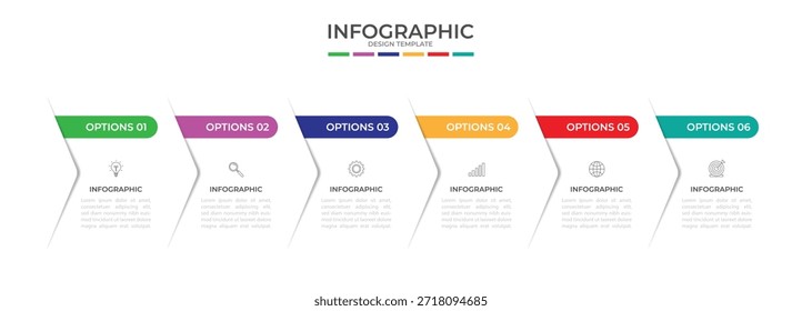 Vector Plantilla de negocios de diseño infográfico con iconos y 6 opciones o pasos. Puede ser utilizado para el diagrama de proceso, presentaciones, diseño de flujo de trabajo, Anuncio, diagrama de flujo, gráfico de información