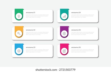 Vector Infographic design business template with icons and 6 options or steps. Can be used for process diagram, presentations, workflow layout, banner, flow chart, info graph
