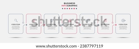 Vector Infographic design business template with icons and 7 options or steps.  square design or diagram