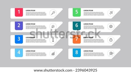 Vector Infographic design business template with icons and 8 options or steps. square design or diagram