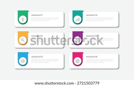 Vector Infographic design business template with icons and 6 options or steps. Can be used for process diagram, presentations, workflow layout, banner, flow chart, info graph
