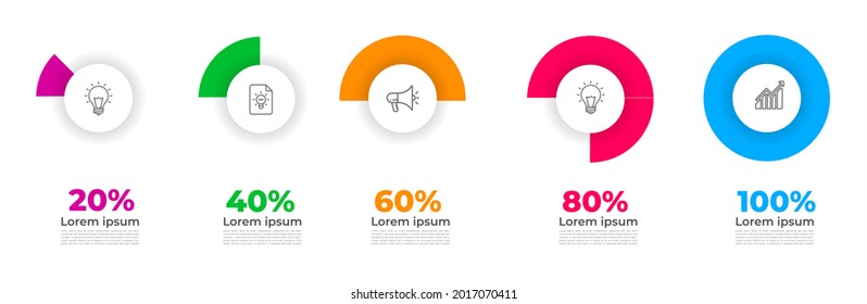 Vector infographic design. Circle chart of 5 element. loading infographic 20% to 100%.