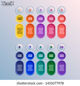 Vector infographic design with colorful circles. Business concept. 10 options, parts, steps. Can be used for graph, diagram, chart, workflow layout, number options, web